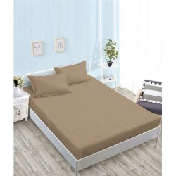 Husă de pat damasc cu elastic 180x200 cm + 2 fețe de pernă – Cappuccino, OHT-027