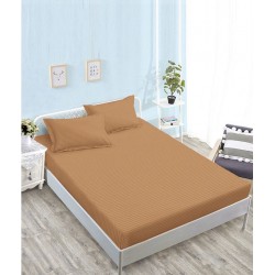 Husă de pat damasc cu elastic 180x200 cm + 2 fețe de pernă –Maro caramel , OHT-047