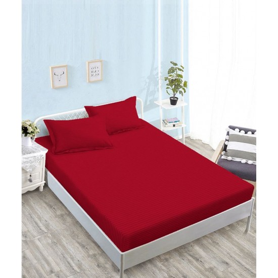 Husă de pat damasc cu elastic 180x200 cm + 2 fețe de pernă – Rosu, OHT-059 3 huse la 159 lei