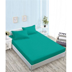Husă de pat damasc cu elastic 180x200 cm + 2 fețe de pernă – Verde smarald, OHT-073