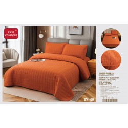 Set cuvertură matlasată 4 piese cu husă de pat cu elastic și fețe de pernă – Portocaliu, CSV 043