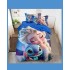 Lenjerie finet 4 piese pentru pat o persoană – model Elsa și Stitch, LCC-044