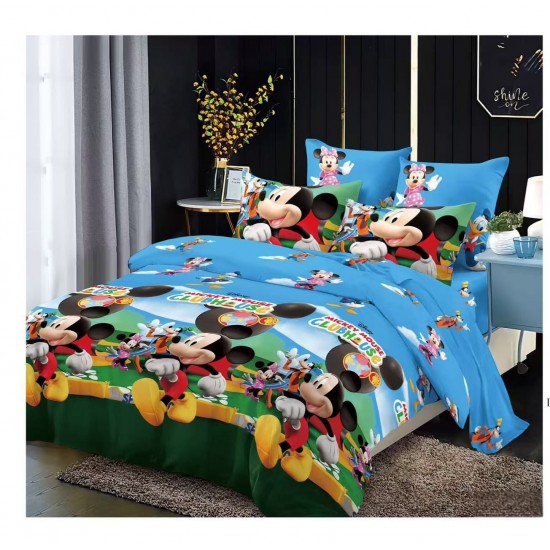 Lenjerie de pat finet 4 piese pentru o persoană – Mickey Mouse Clubhouse, LCC-050 Lenjerii Pentru Copii cu Desene Animate - Finet single
