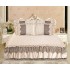 Cuvertură din catifea cu dantelă pentru pat dublu, model elegant și rafinat, Crem, CCB-060