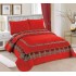 Cuvertură din catifea cu dantelă pentru pat dublu, model elegant și rafinat, Rosu, CCB-062