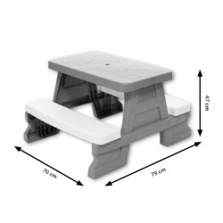 Măsuță picnic cu băncuță pentru copii – Set picnic grădină rezistent și colorat, JCC-012