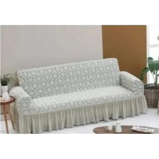 Husa elastica pentru canapea 3 locuri, model Jacquard, cu volanas, Crem, HCJ-061 Huse Jacquard