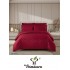 Lenjerie damasc 4 piese pat dublu cu elastic – pătrățele, Bordo, LDD-004