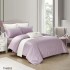 Lenjerie pat dublu Jacquard 4 piese cu cearșaf cu elastic – model elegant, Lila, LDJ-003