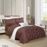 Lenjerie pat dublu Jacquard 4 piese cu cearșaf cu elastic – model elegant, Maro, LDJ-036