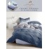 Lenjerie Bumbac Finet Superior, 4 Piese, Pat 1 Persoana, cearsaf cu ELASTIC, Albastru-Degrade, OTM-049