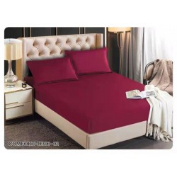 Husă din satin pentru pat 180x200 cu 2 fețe de pernă – Bordo, HCS-001