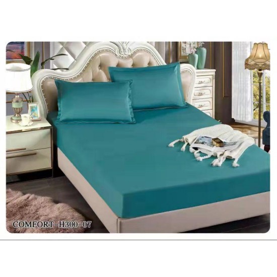 Husă din satin pentru pat 180x200 cu 2 fețe de pernă – Verde menta, HCS-002 Huse Pat din Satin