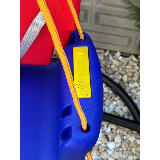 Leagăn muzical pentru copii cu spătar, centură și bară de siguranță – model colorat din plastic,  JCC-017 Jucării copii