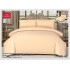 Lenjerie damasc 4 piese pat dublu cu elastic – dungi, Crem, LDD-010