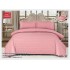 Lenjerie damasc 4 piese pat dublu cu elastic – dungi, Roz, LDD-020