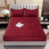 Husă/topper pat 140x200 cu elastic–Catifea moale, model ondulat–Bordo, HTC-014