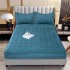 Husă/topper pat 140x200 cu elastic–Catifea moale, model ondulat–Albastru, HTC-034