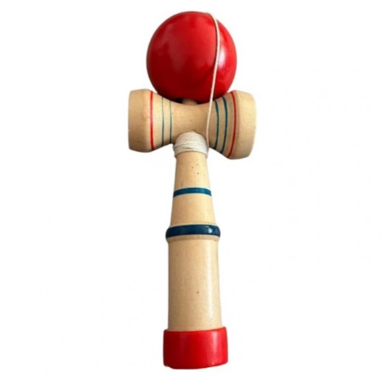 Kendama din lemn cu bilă roșie – jucărie clasică cu 2 cupe pentru îndemânare,  JCC-022 Jucării copii