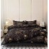 Lenjerie pat dublu 4 piese bumbac satinat – model animal print, cearșaf normal, LDBS-316