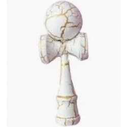 Kendama alb cu efect crăpat și 2 cupe – Jucărie din lemn pentru echilibru și dexteritate,  JCC-026