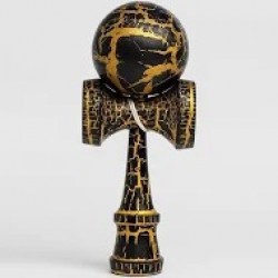 Kendama negru cu efect crăpat și 2 cupe – Jucărie din lemn pentru echilibru și dexteritate,  JCC-024