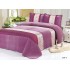 Cuvertura pat dublu, 3 piese, Catifea Matlasata, 230x250cm, plus 2 fete de perna, Lila-Multicolor, frunze, CCV-084