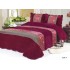 Cuvertura pat dublu, 3 piese, Catifea Matlasata, 230x250cm, plus 2 fete de perna, Grena-Multicolor, frunze, CCV-097
