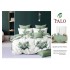 Lenjerie pat dublu finet – set 6 piese cu cearșaf normal - Verde, model flori, OLD-061