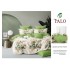 Lenjerie pat dublu finet – set 6 piese cu cearșaf normal - Verde, model flori, OLD-065