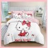 Lenjerie 6 piese pat dublu din finet – model Hello Kitty, cearșaf normal, LCC-043