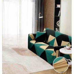Husă elastică canapea 3 locuri – material premium, protecție și reîmprospătare rapidă, Verde, model romburi, HCM-069