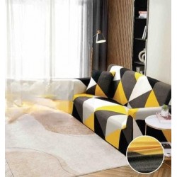 Husă elastică canapea 3 locuri – material premium, protecție și reîmprospătare rapidă, Galben, model romburi, HCM-068