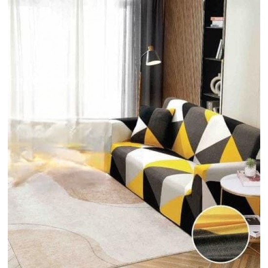 Husă elastică canapea 3 locuri – material premium, protecție și reîmprospătare rapidă, Galben, model romburi, HCM-068 Huse Coltar Canapea si Fotolii