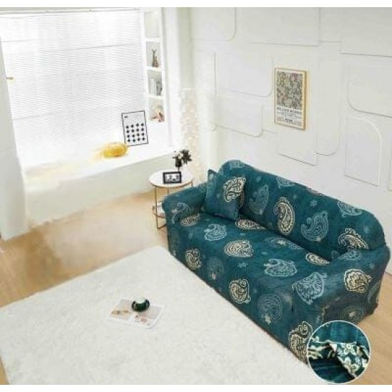 Husă elastică canapea 3 locuri – material premium, protecție și reîmprospătare rapidă, Verde, model flori, HCM-066 Huse Coltar Canapea si Fotolii