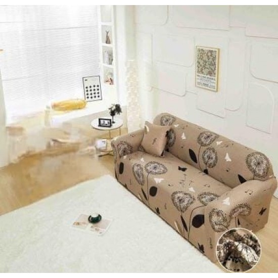 Husă elastică canapea 3 locuri – material premium, protecție și reîmprospătare rapidă, Maro, model flori, HCM-028 Huse Coltar Canapea si Fotolii