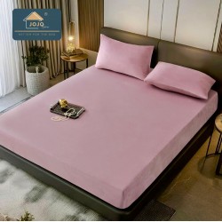 Husă Pat Catifea 180x200 cm + 2 Fețe de Pernă – Elegantă și Confortabilă, Lila, HCP-006