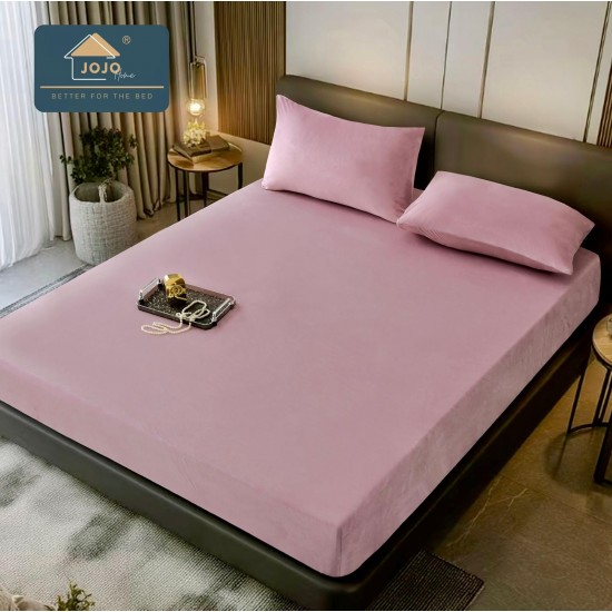 Husă Pat Catifea 180x200 cm + 2 Fețe de Pernă – Elegantă și Confortabilă, Lila, HCP-006 Huse Catifea 180x200cm