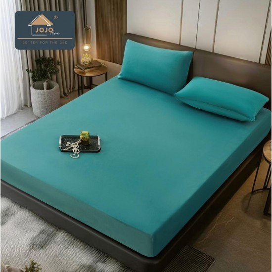 Husă Pat Catifea 180x200 cm + 2 Fețe de Pernă – Elegantă și Confortabilă, Turquaz, HCP-007 Huse Catifea 180x200cm