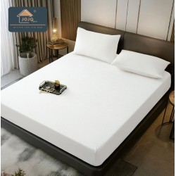 Husă Pat Catifea 180x200 cm + 2 Fețe de Pernă – Elegantă și Confortabilă, Alb, HCP-010