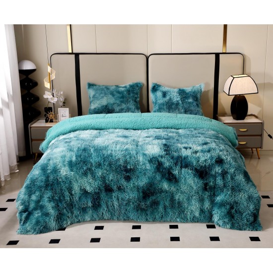 Pilota Fluffy cu Blăniță 200x230 cm + 2 fețe de pernă – Model Verde, PF-015 Pilote Fluffy