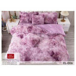 Lenjerie Fluffy Mov-Lila 6 Piese Pat Dublu – Moale, Călduroasă și Elegantă, LCF-004