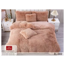Lenjerie Fluffy Bej 6 Piese Pat Dublu – Moale, Călduroasă și Elegantă, LCF-009
