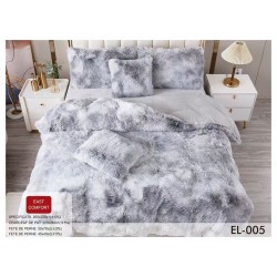Lenjerie Fluffy Gri-Argintiu 6 Piese Pat Dublu – Moale, Călduroasă și Elegantă, LCF-014