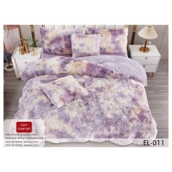 Lenjerie Fluffy Lila-Alb 6 Piese Pat Dublu – Moale, Călduroasă și Elegantă, LCF-025