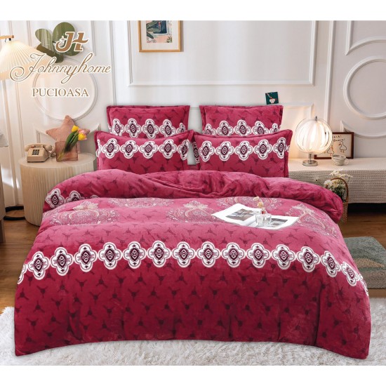 Set Lenjerie Cocolino 6 Piese Pat Dublu Grena – Model Elegant, Moale și Călduroasă, LCD-021 Lenjerii Cocolino 6 piese