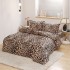 Set Lenjerie Cocolino 4 piese pat dublu cu cearșaf cu elastic – Model Animal print Maro, LEC-021