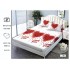 Cearșaf cu Elastic și 2 Fețe de Pernă – Model Inimi Roșii, 180x200 cm, OHT-026