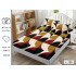 Cearșaf cu Elastic și 2 Fețe de Pernă – Model Geometric Bordo, Negru, Muștar și Crem, 180x200 cm, OHT-014
