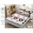 Cearșaf cu Elastic și 2 Fețe de Pernă – Model Inimi Maro și Crem, 180x200 cm, OHT-021